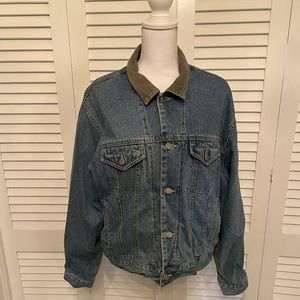 Vintage Gap Denim UNISEX Jean Jacket, Cord Collar, flannel Lining